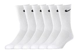 Nike Knee High Socks Unisex 6 Pack White Couple's SX7666-100 M