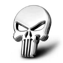 1PC 3D Metal Punisher Skull Skeleton Head Emblem Sticker Modified Scratch Fuel Tank Sticker Decoration Car Accessories R517ku-Silver 1PC white
