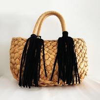New water hyacinth fabric tassel feminine bag