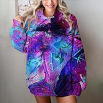 Women's KPop Demon Hunters Autumn Winter Hoodie with Colorful Anime Girl & Musical Notes Graphic Design Trendy Casual Sweatshirt S