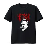 Friedrich Nietzsche Philosophy T shirt Stylish Philosopher Print for Intellectuals vintage Washed Unisex designer clothes - M... S įvairiaspalvis