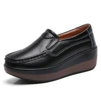 Moteriški platforminiai batai su kulnu Patogūs vulkanizuoti batai Klasikiniai užmaunami moteriški loaferiai Minkštos odos kasdieniai batai Zapatos Mujer 35 juoda