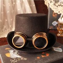 Handmade Steampunk Lolita Top Hat Dark Goth Gear Glasses Punk Hat Vintage Accessories