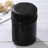 Vidutinio dydžio objektyvo dėklas su užtrauktuku, pagamintas iš PU odos, dėžutė DSLR fotoaparato objektyvui, Dydis: 13x9x9 cm juoda