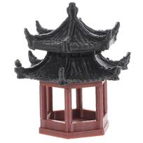 Miniature Chinese Hexagon Pavilion Traditional Architecture Decor for Micro Landscape Fish Tank Bonsai Garden Ornament 3.7X3.5X3.5CM