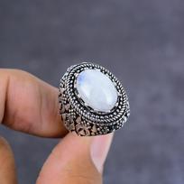 Vaivorykštės Mėnulio Akmens Rankų Darbo 925 Sterlinginio Sidabro Žiedas Dydis 9 Dovana Jai e3A44 white