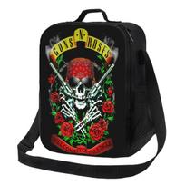 Guns N Roses Logo Lunch Bag Rock Casual Lunch Box Travel Portable Zipper Thermal Lunch Bags Print Cooler Bag 26.5x20x11.5CM smėlis