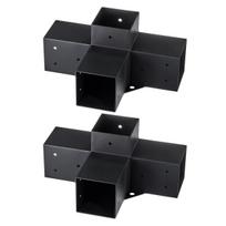 Pergola Bracket Kit 4''x4'', Inner Size 3.6 x3.6 2pcs 4-Way Heavy Duty Corner Bracket Woodworks DIY Post Base Kit, Easy Installation Wooden Beams for