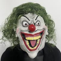 Weird red nose clown latex mask Adult One Size žalia