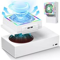 Led aušinimo ventiliatoriaus atmosferos apšvietimas, 3 pavaros, reguliuojamas 5 V 2,4 A konsolės ventiliatorius 7 apšvietimo režimai Žaidimų priedai, skirti Xbox Series S balta