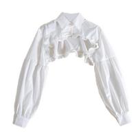 Steampunk Puff Long Sleeve Detachable Dickey Blouse Vintage Lapel False Collar Cutout Cropped Half Shirt Top for Women balta