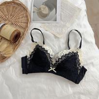 Girl Summer Sexy Lace Small Breast Gathers To Show Big No Underwire To Collect Pair Breast To Prevent Droop Underwear 32/70AB juoda