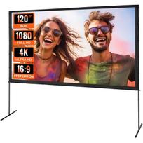 Projektoriaus ekranas su stovu, 120 colių 16:9 4K 1080 HD lauko kino ekranas su stovu, be raukšlių projektoriaus ekranas su kojelėmis ir nešiojimo krepšiu, skirtas