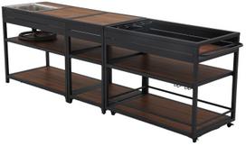 Lauko stalas Home4you Boden, ruda sp./juoda sp., 264 cm x 60 cm x 85 cm