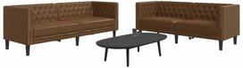 Sofa Chesterfield sofų komplektas, 2 dalių, rudas, dirbtinė oda