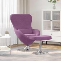 Fotelis Kiaušinio kėdė su pufu Violetinė Aksomas