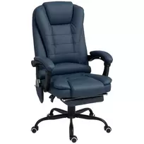 Biuro Kėdė su 7 Taškų Masažu | Ergonomiška Vadovo Kėdė su Atsilenkimo Funkcija, Nuotolinio Valdymo Pulteliu, Iki 120 kg, Mėlyna