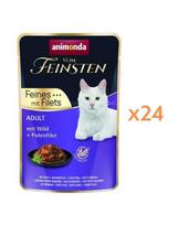 ANIMONDA Vom Feinsten Fines mit Filets Adult Elnias ir kalakutų filė 24x85g drėgnas maistas katėms