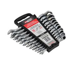 AWTOOLS PLOKŠČIAS-ŽIEDINIS RAKTŲ RINKINYS SU REKETU IR ŠARNYRU, 12 vnt. 8-19mm
