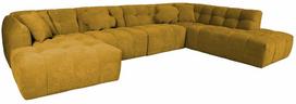 Modulinė sofa Home4you Forte U-Shape, rudai geltona sp., dešininė, 242 x 374 cm x 76 cm