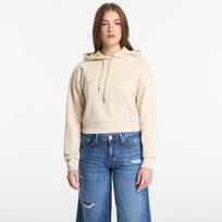 Guess Jeans Ls Hooded Leaves Crop Sweatshirt Pearl Oyster - Dydis M (W6GQ05K3047-G1M5 Džemperiai)