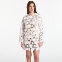 Michael Kors Mirror-Embellished Floral Crochet Top White - Dydis M (MS651ZMKNE 100 Marškinėliai)