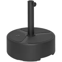 Užpildomas skėčio stovas iš HDPE, apvalus, juodas, 18kg/20kg su smėliu/vandeniu