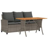 Trivietė sodo sofa，Lauko sofa su pagalvėlėmis ir staliuku, pilkos spalvos CFE49858