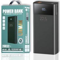 Atsarginis maitinimo šaltinis ("Power Bank") LIVMAN RPP-672 - greito įkrovimo išorinė baterija su trimis išėjimais, 20000mAh, 22,5W