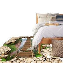 3D kalnų tilto kilimas,  80 cm x 120 cm / 31,5 colio x 47,24 colio