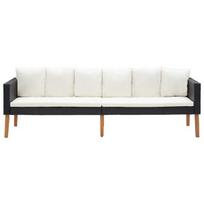 Trivietė sodo sofa，Lauko sofa su pagalvėlėmis, juodos spalvos, poliratanas CFE67691