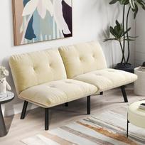 Sulankstoma sofa-lova, 2 vietų, kremas, futonas, miegama, vieta svečiams