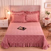 Minkštas, storesnis žiemos lovos užtiesalas, su raukiniais, languotas, patalynės užtiesalas ant lovos antklodės, užtiesalai dvigulei lovai 2pillowcase48x74cm