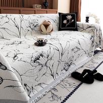 Half-fleece sofa cover towel does not shed hair, autumn and winter straight-row sofa special thickened a whole sofa cover towel 180*130cm gray