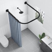 Lantuan No-Drill U-Shaped Shower Curtain Set