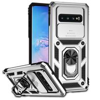 Samsung Galaxy S10 S10 Plus dėklas Smūgiams atsparus šarvuotas slankiojantis kameros apsaugos telefono dėklas Samsung S10 S10+Plus su žiedo laikikliu For Samsung S10 4G