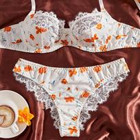 New Japanese Sweet Floral Bra Set Cute Girl Small Chest Lace Lace Gathering Tube Top Underwear S