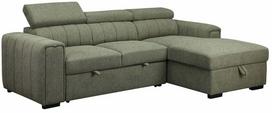 Kampinė sofa - lova Home4you Odelia RC, šviesiai žalia sp., dešininė, 248 x 159 cm x 99 cm
