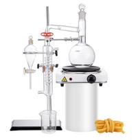 Eterinio aliejaus distiliavimo rinkinys, 500 ml distiliavimo aparatas, 3.3 Boro laboratorinis stiklinis distiliavimo rinkinys su 1000 W kaitinimo plokšte ir 24, 40 jungtimi, 33