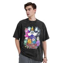 Adventure Time Animation T Shirt for Men Pure Cotton Funny T-Shirt Crew Neck  Tees Short Sleeve Clothing Gift Idea M