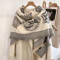 Žieminis storas šiltas dvigubo kašmyro šalikas-skara moterims Madinga moteris Ilgas kamelijos temperamentas Antklodė Bandana One size