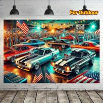 Klasikinės Amerikietiškų Automobilių Kultūros Gobelenas Retro Galingi Automobiliai Sienos Kabinamas 47.2x31.5inch/120*80cm