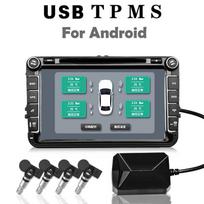 USB Android TPMS Padangų Slėgio Stebėjimo Sistema Ekrano Signalizacijos Sistema Vidiniai Išoriniai 4 Jutikliai Automobilio Navigacijos Radijui juoda