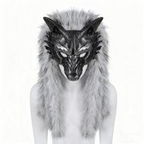 Dirbtinio kailio Vikingų Lapės Kaukė Vilkolakio Kostiumas Cosplay Aksesuaras Kailinis Gyvūno Kaukė Helovino Karnavalui Teminiam Vakarėliui tamsiai pilka spalva