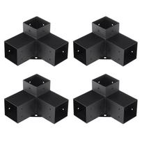 Pergola Bracket Kit 4''x4'', Inner Size 3.6 x3.6 4pcs 3-Way Heavy Duty Corner Bracket Woodworks DIY Post Base Kit, Easy Installation Wooden Beams for