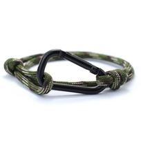 Lauko nuotykių alpinizmo apyrankė vyrams Rankų darbo reguliuojama Paracord apyrankė Juodas karabinas Vyriški punk papuošalai Pulsera