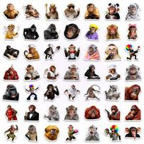 50/100 Pcs Monkey Funny Face Stickers, Waterproof Vinyl for Helmet Skate Car Bicycle Phone Laptop Scrapbook Decor Decals