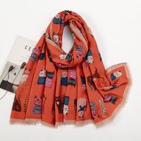 Fashion Printed Cat Fringed Shawls Women Cotton Viscose Muffler Travel Sun Protection Scarf Animal Printed Scarf 180*85cm