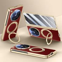 For OPPO Find N6 Case GKK  Leather +PC Hinged Folding Cover with Magnetic Rotating Ring Holder Stand with HD Privacy Glass OPPO Find N6