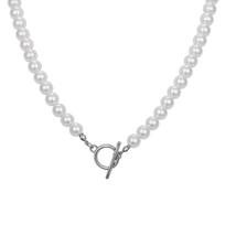 Vnox Lydinio OT Sagtelė Dirbtinio Perlo Karoliai Vyrams Moterims, 14.7x18.5mm Sagtelė Karoliukų Vėrinys, Unisex Minimalistinis Juvelyrinis Papuošalas Dovana Naujas 45cm